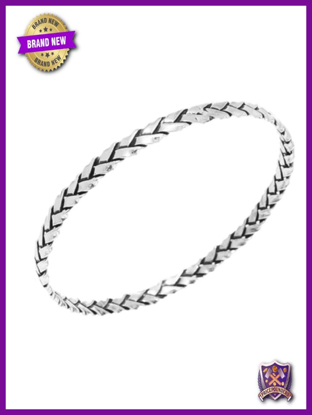 925 Sterling Silver Braided Bangle Cuff Bracelet Women's Handmade 65mm